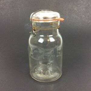 Atlas EZ Seal Quart Clear Glass Canning Jar Wire Lid Vtg